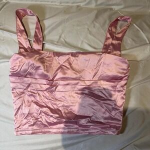 Pink satin crop top
